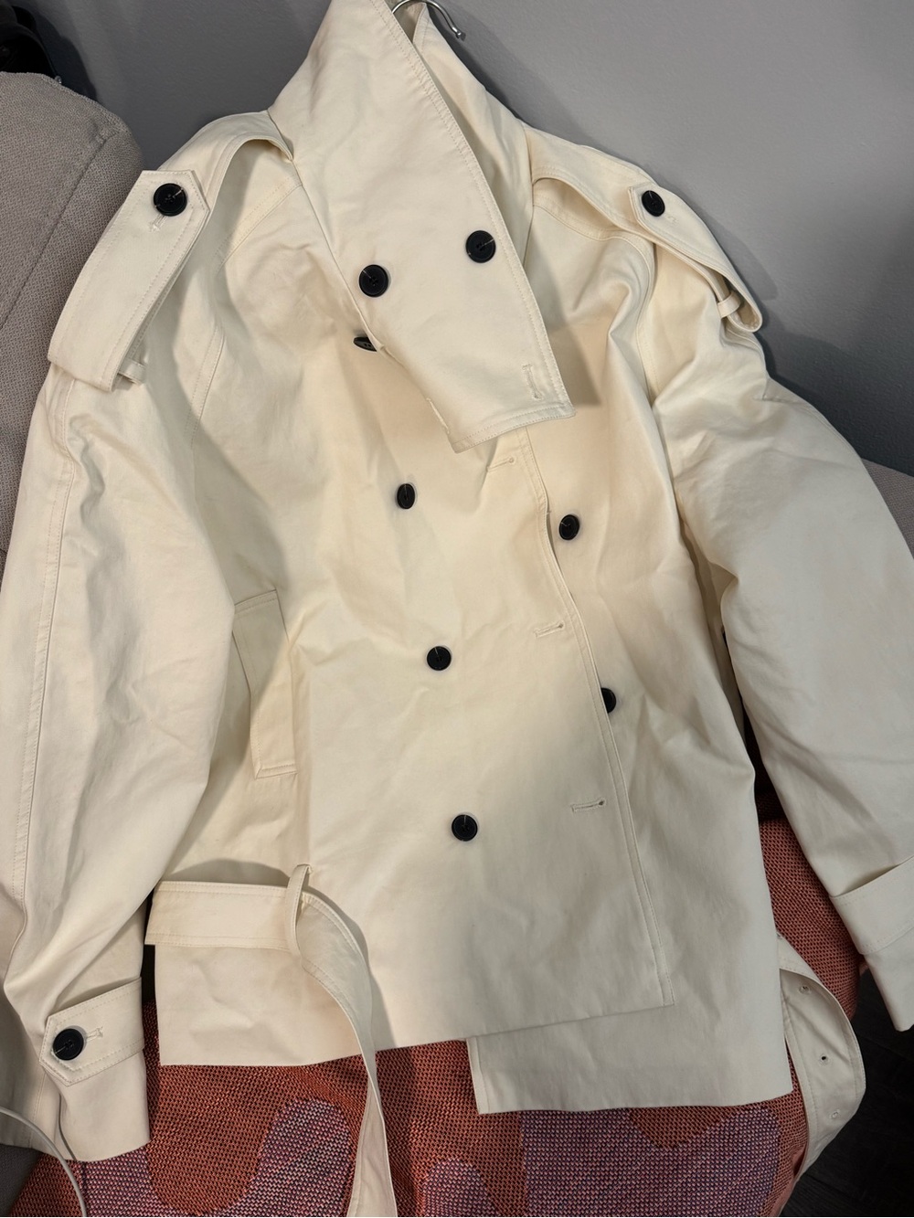 Cream Oversized Trench Jacket – Size L